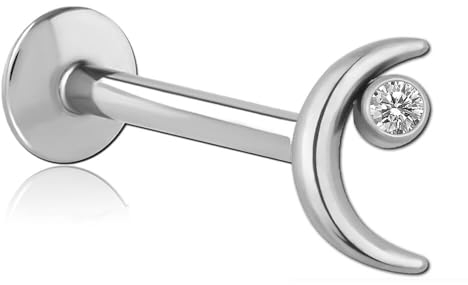INOKI - Micro Labret Mond-Innenschraube aus Titan mit Strasssteinen - Drahtstärke 1.2mm, Innere Länge 7mm, Element 6.6mm