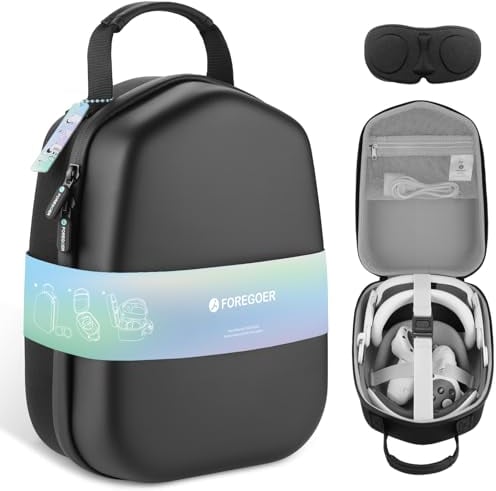Foregoer Hard Carrying Case Compatible with Meta Quest 3S/Quest 3/Oculus Quest 2 Official Original/Elite Strap VR Gaming Headset, Portable Travel Vision Pro Case for Touch Controllers Accessories