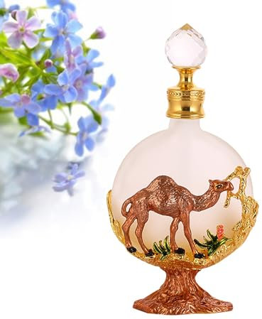 Joyeee Small Glass Perfume Empty Decorative Bottles, Sliver White Empty Refillable Sprayer Bottle, Portable Perfume Case Fragrance Empty Antique Bottle Decorative Crystal Perfume Decanter, 1 pcs 30ml