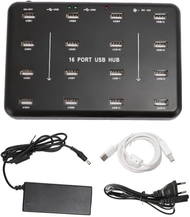 16 Port USB 2.0 Hub, Erweitern Sie Einen Computer USB Port auf 16 Anschlüsse Plug and Play, Hochgeschwindigkeits Daten übertragung von 480 Mbit/s, Breite Kompatibilität, Double