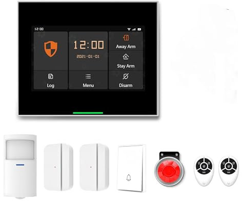 Meichoon Alarmsystem für die Sicherheit zu Hause, WLAN, kabellos, intelligenter Touchscreen, Anti-Diebstahl-Alarm mit Bewegungsmelder, Tür-/Fenstersensor, Telefon-App-Benachrichtigung, AF12A