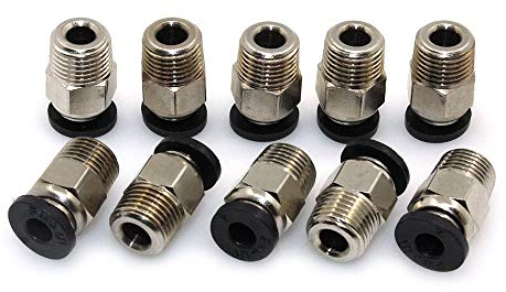 BIQU PC4-M10 Pneumatische Anschlussstücke, Bowdenrohr-Kupplung, männlich, gerade, PTFE-Rohr, Push für E3D-V6 Bowdenextruder, kompatibel mit Ender-3 Ender-3 V2 3D-Druckern (10 Stück)