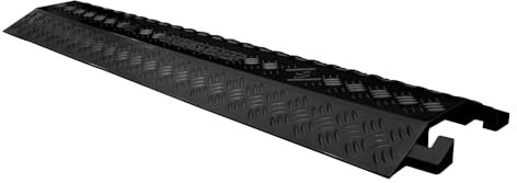 Plastic Cable Protector 100 x 27.5CM | Black Drop Over Cable Ramp with 50x28MM Channel | Anti-Slip Floor Cable Cover with Interlock System for Offices, Events, Warehouses & Indoor Use