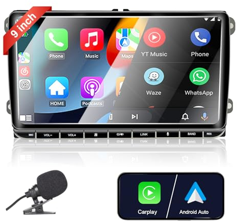 Liulbobu 9 pollici VW Radio, Autoradio per Golf 5 6 Passat Jetta Caddy Polo cc Tiguan EOS Touran T5 Scirocco Wireless Carplay & Android Auto/Bluetooth/FM/AM/USB/DPS/RDS/Mirror Link