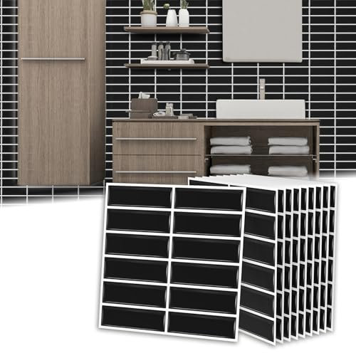 LZQ 10 adesivi per piastrelle 3D, 30 x 30 cm, piastrelle autoadesive da parete, in PVC, per cucina, bagno, cucina, schiena, piastrelle a mosaico (tipo A, nero)