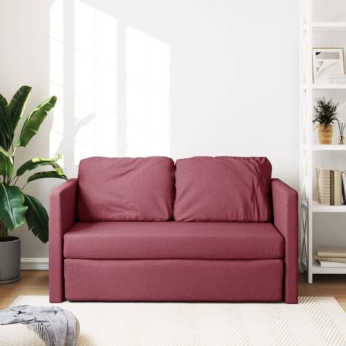 Willood Bodensofa mit Schlaffunktion Doppelbodenbett Samtbettdecke Sofa Weinrot 112x174x55 cm Stoff