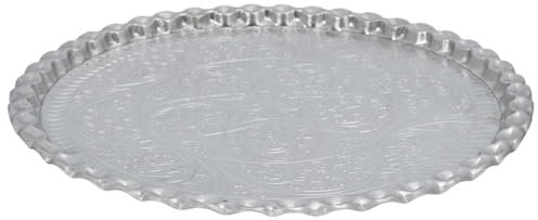 HOME DECO FACTORY, KA0115, Plateau décoratif en métal argenté, Design élégant et Polyvalent, idéal pour Servir ou décorer, Facile à Entretenir, 475 cm, Argent