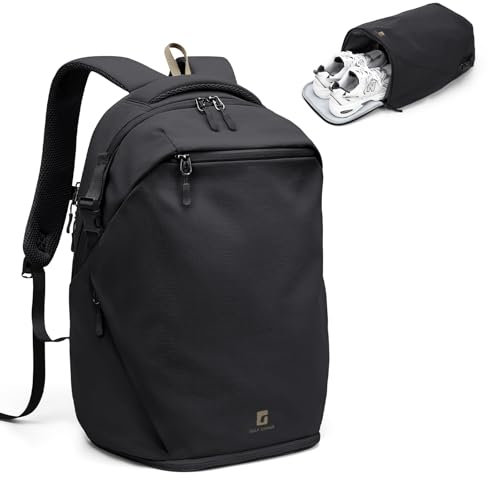 GOLF SUPAGS Grundlegender Mehrzweck Casual Rucksack für Damen und Herren, Racket Sportrucksack, Reiserucksack mit Schuhfach, Tagesrucksack für Sport Fitness Reisen Arbeit (Schwarz)