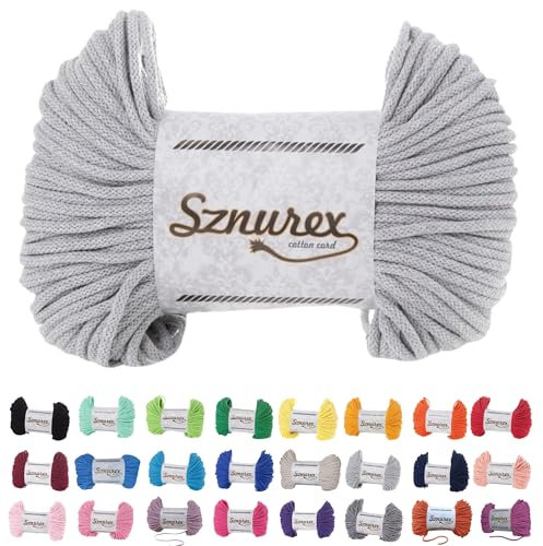 Makramee Garn 5mm x 100m Baumwollschnur Perfekt für DIY, Garn für Makramee-Schnur über 50 Farben Oeko-TEX Zertifiziert - Baumwollkordel (Hellgrau, 5mm/100 Meter)