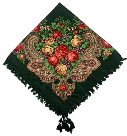 WENH 90 * 90 cm Russischen Nationalen Schal Frauen Retro Blumenmuster Tücher Russische Quadratische Schals Babuschka Kopftuch Hijab Wraps