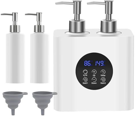 Massageöl Erwärmer mit Doppelheizung & Vier Ölflaschen-Spendern, 900ml stufenlos regulierbar 0-65°C Thermostatkontrolle Öl-Lotion-Heizgerät mit Tropfschutz für Salon & Haushalt SPA Therapie