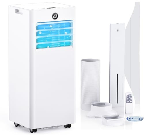 Air Conditioning Unit, Portable Air Conditioner 7000BTU with Cooling Ventilating Dehumidifying Mode, 24 H Timer, Digital Display, Remote, Window Kit, for Home, Office, Large Room