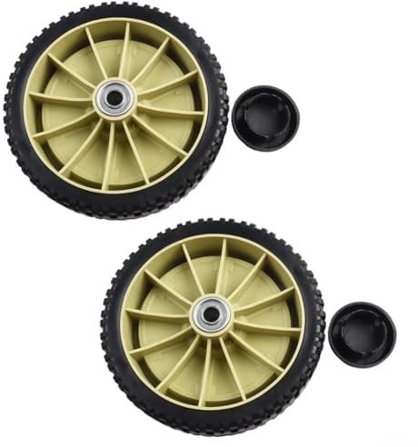 Lawn Mower Wheels Set For Honda HRJ216/HRJ215/HRJ196, 20.5cm Rear & 19.5cm Front Rubber Drive Wheels with Hub Covers, Easy-Install Replacement for Enhanced Stability & Traction(front)