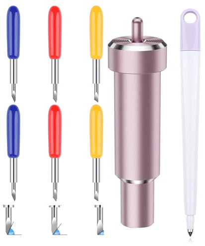 Stylet de score 30/45/60 ° Lames de coupe en métal et boîtier compatible avec Cricut avec Maker/Maker 3/Explore Air 2/Explore 3 machines de découpe Lame à pointe profonde remplaçable et lame à pointe