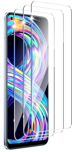 DXULWLM 3 Piezas Cristal Templado para Realme 8 4G/Realme 8 Pro,HD transparente,Dureza 9H,Sin Burbujas,Anti-Arañazo Protector de Pantalla