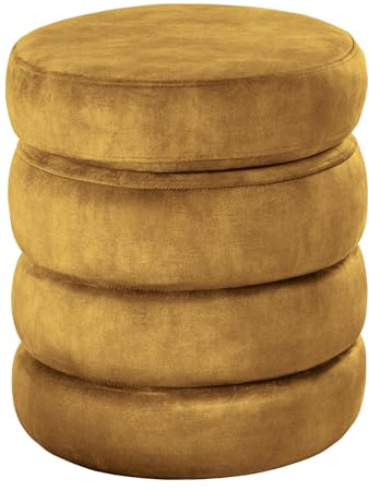 Riess Ambiente Runder Polsterhocker Vogue - 50cm - senfgelb Samt Sitzhocker mit Stauraum