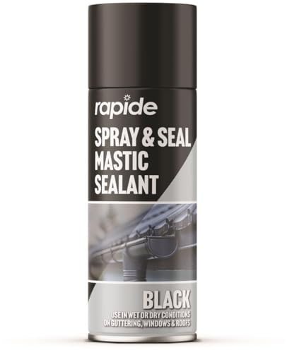 Rapid Spray & Seal Mastic Sealant Spray 400ml | Flexible Waterproof Leak Repair Coating for Roofs, Gutters, Pipes & Windows | Crack-Resistant Rubberized Sealant | Interior & Exterior Use (Black 3182)