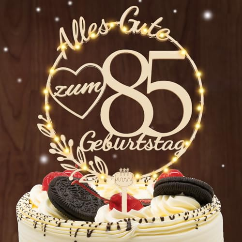 I LOVE MOM Cake Topper 85 Geburtstag Holz,85 Tortendeko Geburtstag Kuchen Deko für Mädchen Junge Frauen Mann
