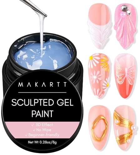 Makartt 3D Gel Nail Art – Transparentes 3D Gel Nägel für Chrome Powder, No Wipe 3D Sculpting & Drawing, Feines 3D Gel für Nail Art DIY & Nagelstudio