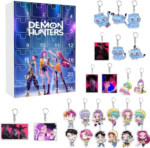 Calendrier de l'Avent 2025 de Hunters Anime, 24 jours, KPOP, Noël, calendrier de compte à rebours, porte-clés, pendentif en acrylique, cadeau surprise de Noël pour les fans de K-Pop