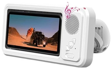 Wadakada Porte-Téléphone de Douche avec Haut-Parleur Bluetooth, Écran Tactile Étanche IPX4 pour la Salle de Bain - Blanc