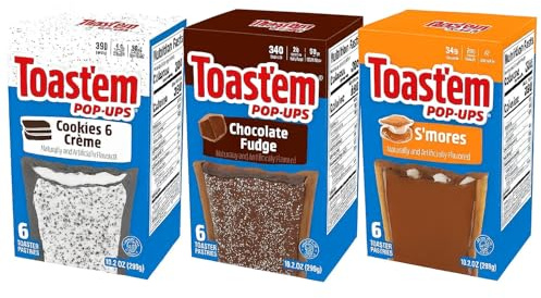 Toast'em Pop Ups Toaster Pastries | American | Multiple Flavours | 6 Toaster Pastries per Box | 288g | Pack of 3 | Similar to Pop-Tarts