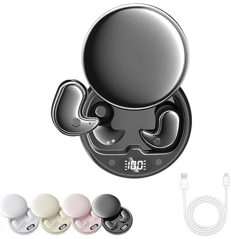 AAFGVC Mindbuds Pressure-Free Invisible Earplugs—Kabellose In Ear Kopfhörer Ultraleicht 24dB Geräuschunterdrückung IPX6 Bluetooth 5.3 30h Akkulaufzeit (Schwarz)