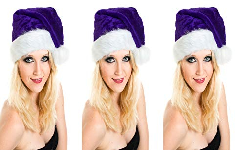 Ciffre 3 er Set Weihnachtsmützen - Lila Fellrand Plüsch