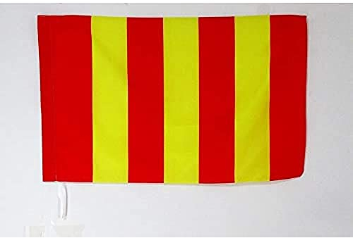 AZ FLAG - Drapeau course automobile jaune et rayures rouges - 90x60 cm - Drapeau De Commissaire 100% Polyester Avec Fourreau et Cordelette - Pavillon 45 g