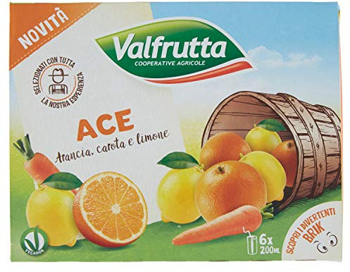 Valfrutta Ace Succo di Arancia, Carota e Limone - Confezione da 6 x 200 ml
