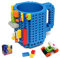 Tasse à café en brique à construire, tasses amusantes à faire soi-même avec blocs de construction, cadeau de Noël fantaisie pour enfants, femmes, hommes avec 3 sacs d'accessoires (bleu)