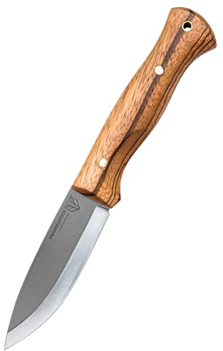 UNITED CUTLERY Bushmaster Explorer Jagdmesser mit 1095 HC Full Tang Klinge mit braunem Hartholzgriff und brauner Lederscheide
