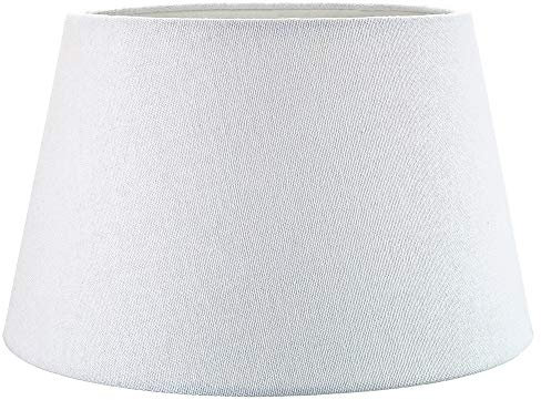 Traditional 14 Inch White Linen Fabric Drum Table/Pendant Lampshade 60w Maximum by Happy Homewares