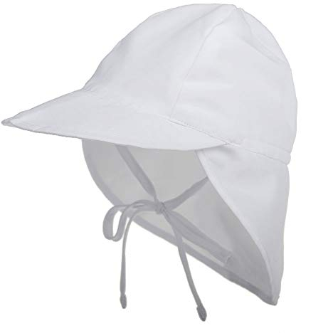 LACOFIA Sombrero de Playa de protección Solar para bebé Gorro de Verano de Solapa Ajustable Super Suave para niños Blanco 2-5 años