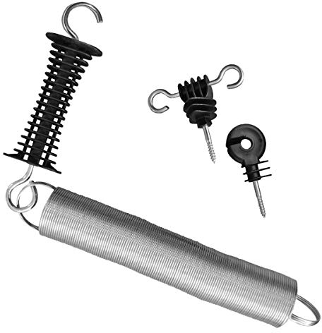 Agrarzone Torgriff-Set mit Feder - inkl. 2X drehbare Torgriff Isolatoren - robust & langlebig - ideal für Weidezaun & Elektrozaun