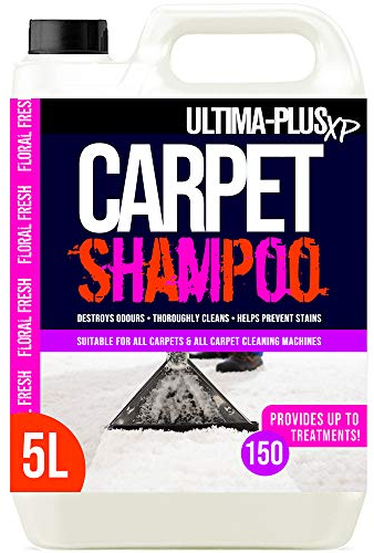 Ultima-Plus XP Carpet Cleaning Shampoo - High Concentrate Cleaning Solution for all Carpets - Perfect for Pet Owners (Floral Fresh Fragrance, 5 Litres)