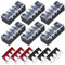CEEYSEE 12 Pezzi Morsettiera Elettrici Striscia terminale a vite 6 pezzi 4 Position morsettiera a doppia fila 600 V 15 A +6 pezzi 4 Position Con striscia a barriera 400V 15A rossa e nera (YTB1504)