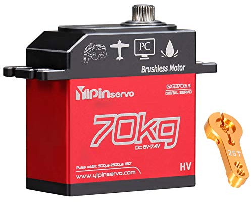 Kedelak GX3370BLS 70KG Digitales Servo IP67 Wasserdichtes Lenkservo 180 ° Vollmetallgehäuse Edelstahlgetriebe Bürstenloses Motorservo für 1/8 1/5 RC Car Crawler RC Boot Flugzeug Hubschrauber Roboter