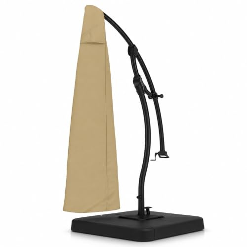 Housse de parasol de terrasse décalée 600D imperméable pour parasol d'extérieur, parasol de marché, grande taille (beige)