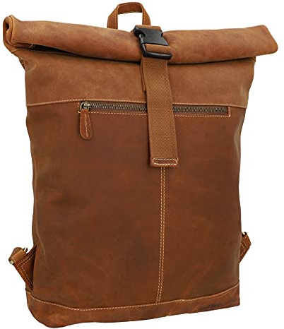 Gusti Leder „Mattis“ Rolltop Leder Rucksack Unisex | Echtleder, Vintage-Stil, Hohe Kapazität, Schwarz