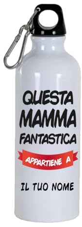 PRS - Borraccia Festa della Mamma personalizzata, Madre Mum Personalizzata in Alluminio 500 ML,Nome Figlio o figlia,borraccia Acqua e bevande,Tempo Libero, Ciclismo, Viaggio,idea regalo mamma