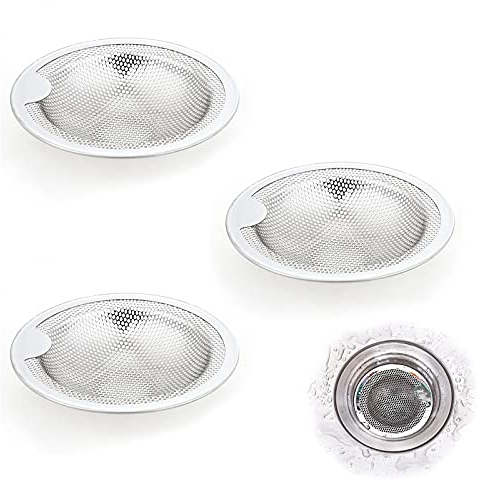 Abflusssieb Edelstahl Küche Spüle Sieb Abflusssiebe Waschbecken Sieb Abfluss Spüle Filter Sieb Dusche Haarsieb Badewanne Haarfänger Ausguss-Filter Abfluss-Sieb Sink Strainer Für Küche 3 Stück (7,5 cm)