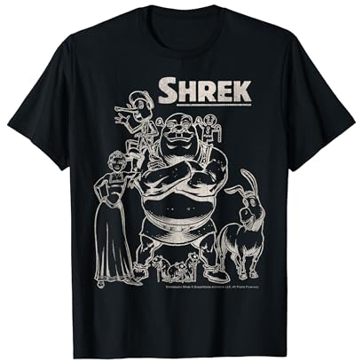 Shrek Group Shot Faded Portrait T-Shirt