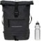 Elephant Rucksack Herren Damen Plane Time Bag COMP Fahrradrucksack Kurierrucksack Roll-Top A4 mit Laptopfach, Bodenfach 12823 + Flasche (Black (schwarz))