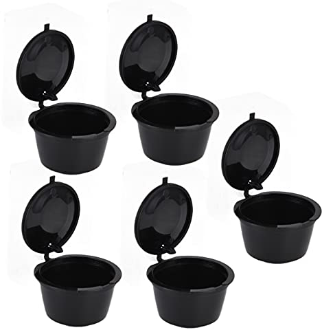 Haofy Kaffeekapsel Pads, 5 Stück Wiederverwendbare Kaffeefilter, Nachfüllbare Kapselbecher mit Messlöffel, Passend für Modelle Melody Genio Mini Me(Schwarz)