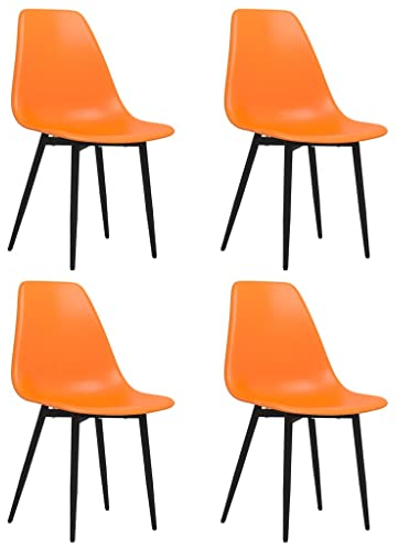 vidaXL 4X Sillas de Comedor Asiento Mobiliario Muebles Oficina Despacho Salón Sala de Estar Cocina Escritorio Relajación Relajación PP Naranja