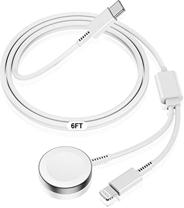 Apple Watch USB C Kabel, [Apple MFi zertifiziert] Smart iWatch Magnetkabel für Watch Series 8 7 6 5 4 3 2 1 SE1 SE2 & iPhone 14131211, Typ C 2in1 Schnellladung für iPhone Telefon & Uhr 1,8 m
