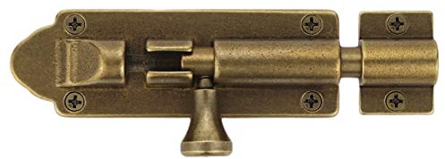 Bilyglewarwof Barrel Bolt Door Latch Oil Rubbed Bronze Heavy Duty Large Sliding Bolt Door Locks, Antique Brass Sliding Barrel Bolt Locks (5.0inch)