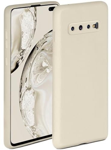 ONEFLOW Soft Case für Samsung Galaxy S10 Plus Hülle aus Silikon mit Kameraschutz, Silikonhülle mit erhöhtem Schutz fürs Display, Backcover Schutzhülle, weiche Handyhülle, Creme