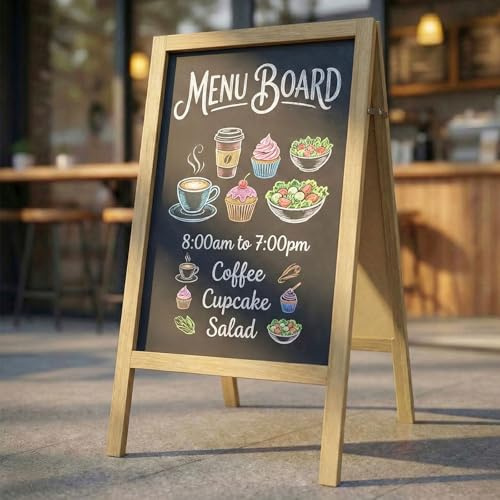 TEAKMAMA A Frame Chalkboard Sign, 40x20 Extra Large Chalk Board Double-Sided Sidewalk Sign Sturdy Sandwich Menu Board for Restaurant Coffee Shop and Wedding, Grey